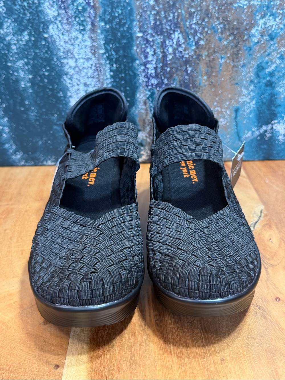 bernie mev. Minimalist Black Woven Mary Jane Platform Shoes NWT - Picture 2 of 11